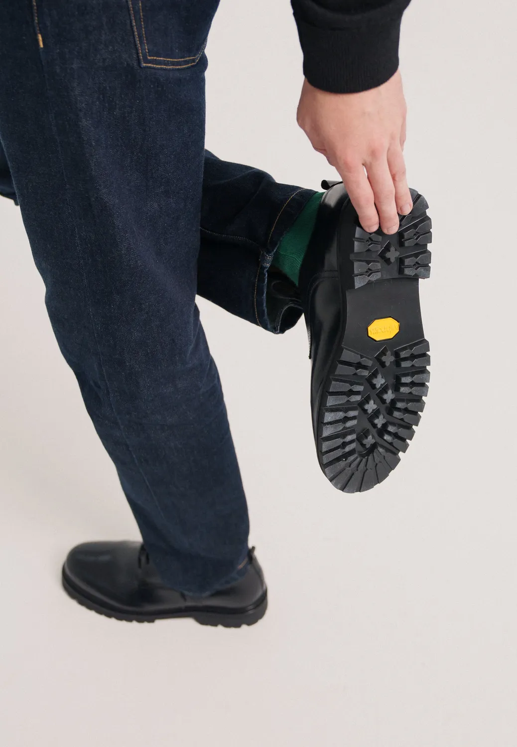 Loom Les derbies chaussures cuir noir semelle Vibram