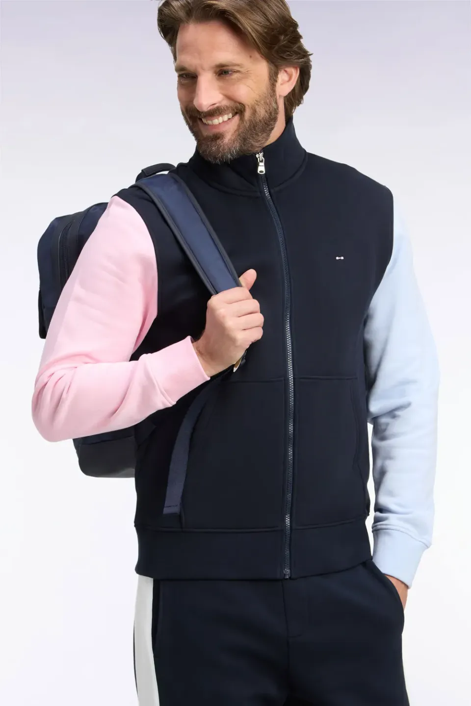 Eden Park sweat zippé molleton tricolore brodé homme