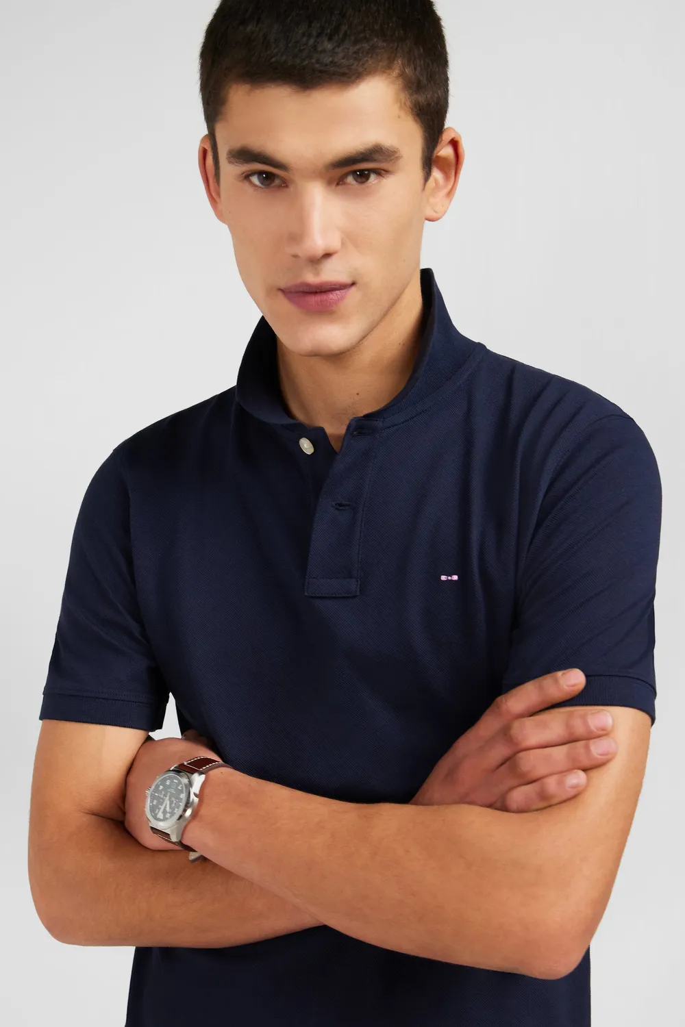 Eden Park polo bleu marine coton pima homme manches courtes