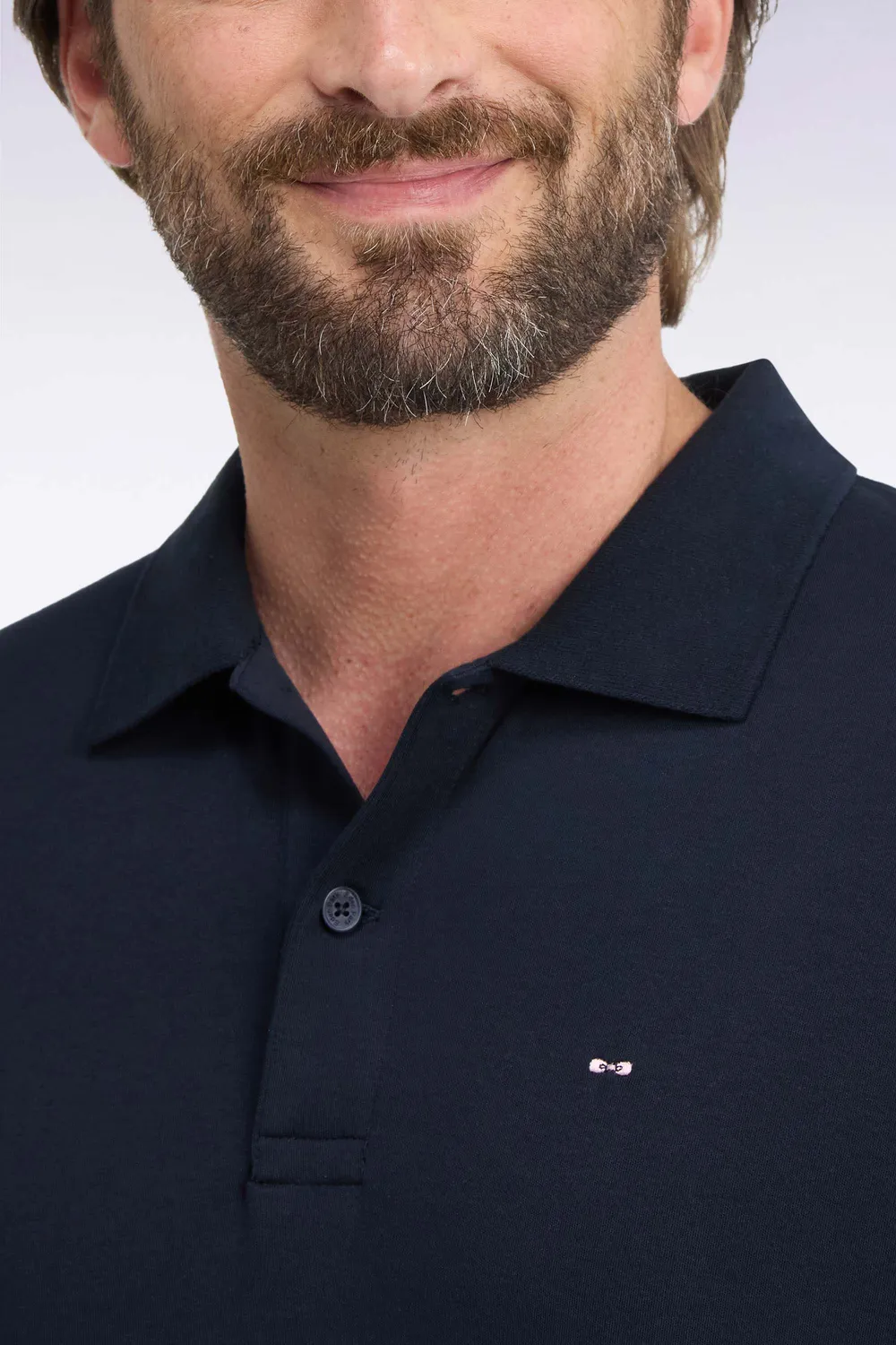 Eden Park Polo unisexe interlock coton marine manches courtes