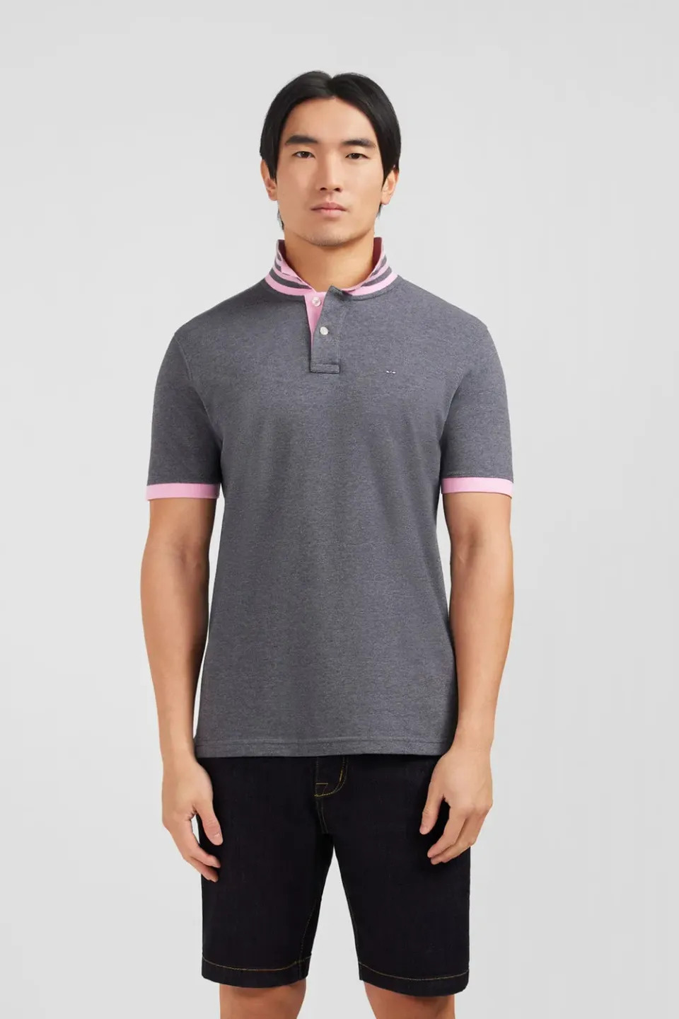 Eden Park polo gris coton pima manches courtes homme