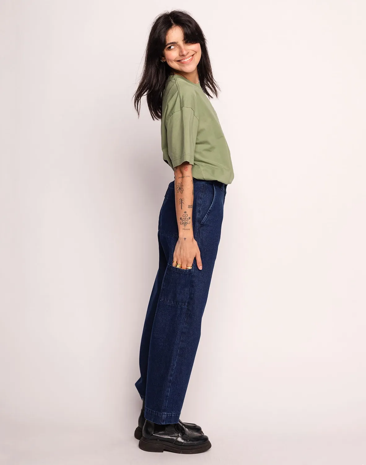 Olow Chuck pantalon denim bleu coton recyclé