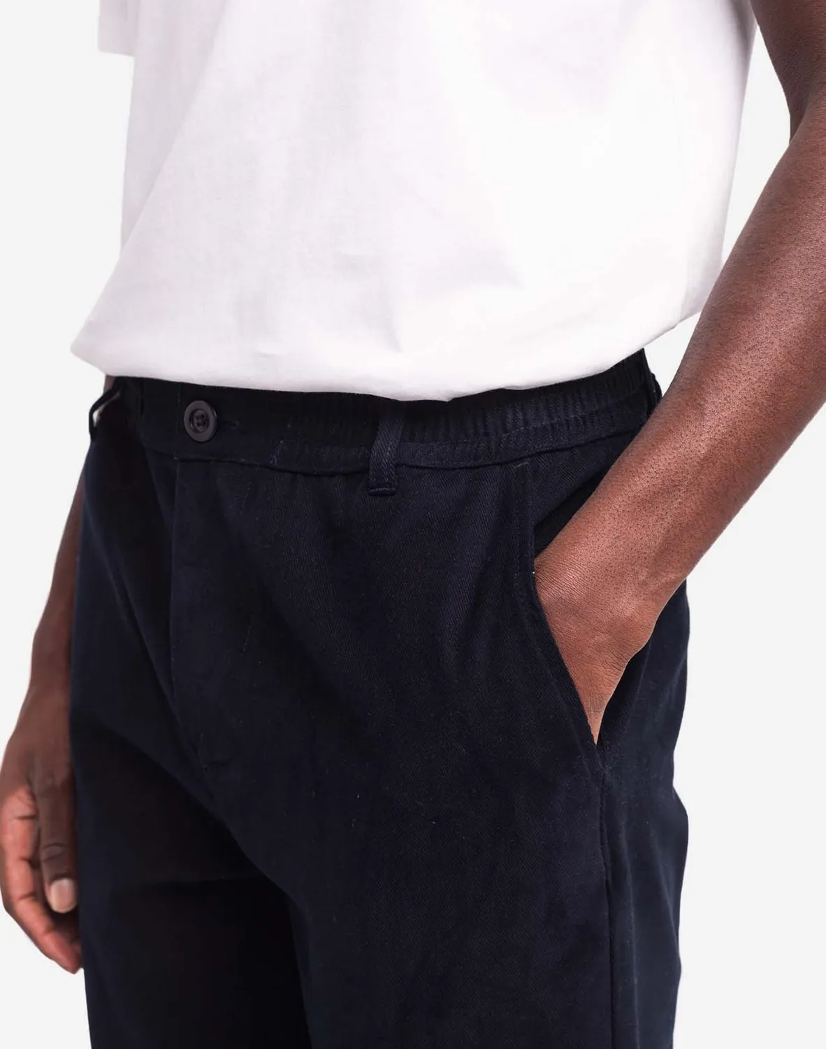 OLOW Chino pantalon bleu marine sergé coton