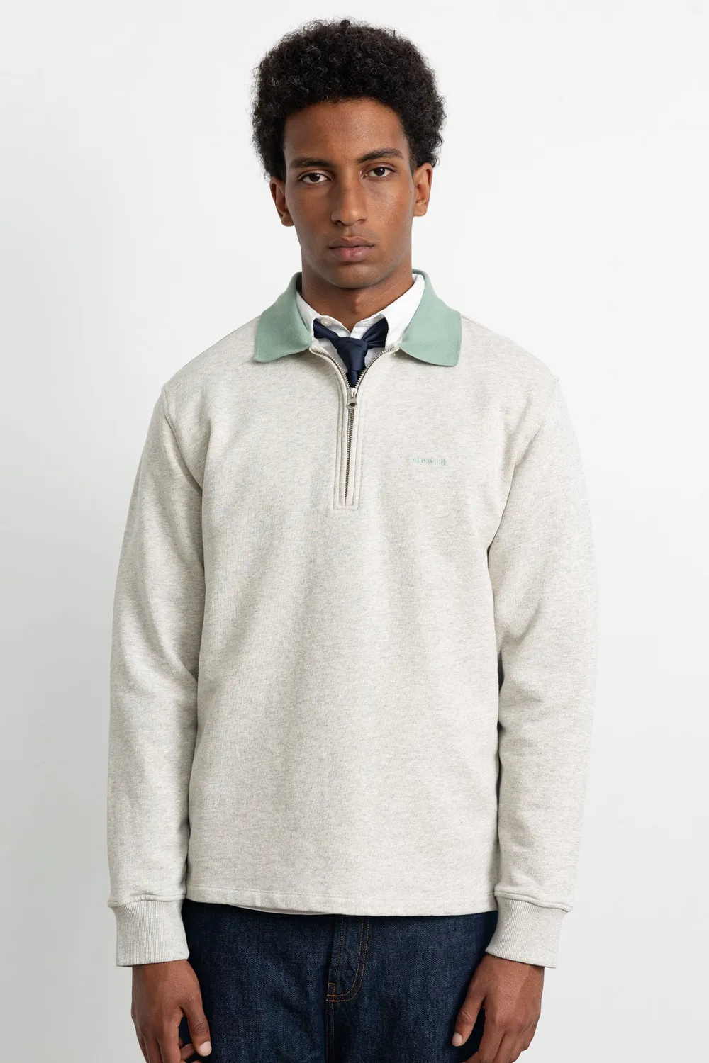 Edmmond Studios Minilogo Zip polo gris chiné 450g