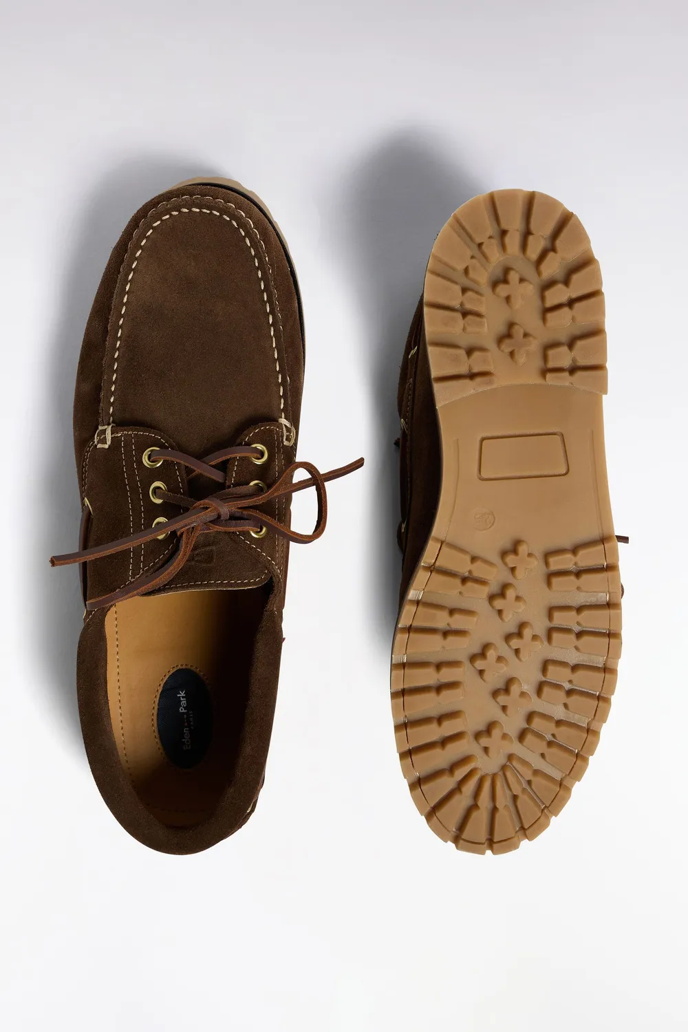 Eden Park chaussures bateau cuir suédé marron