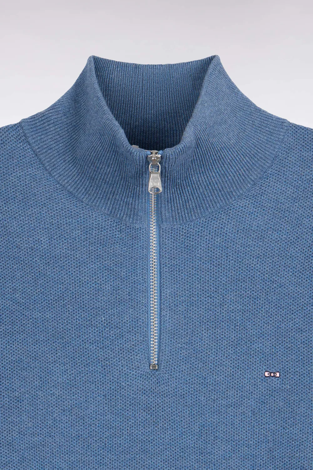Eden Park pull col camionneur bleu coton nid d’abeille