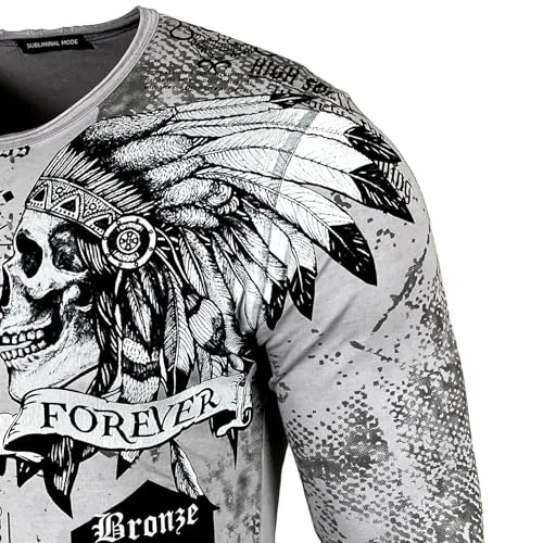 Subliminal Mode BX708 t-shirt homme manches longues tête de mort
