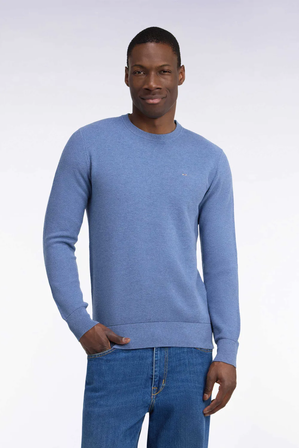 Eden Park H26MAIPU0005 pull bleu maille nid d'abeille