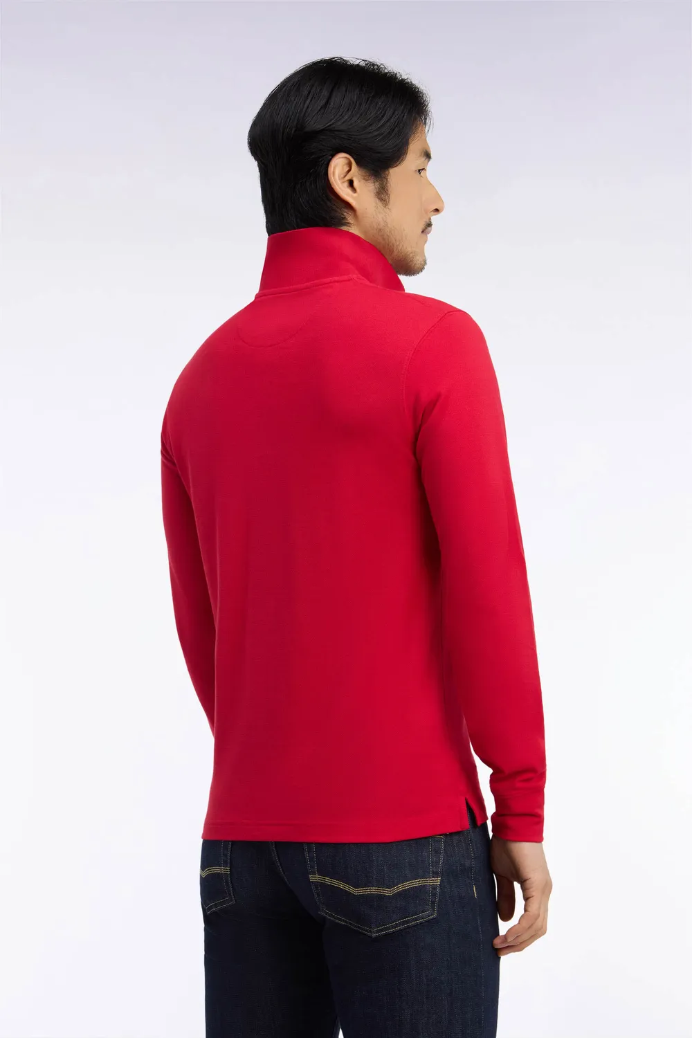 Eden Park Polo manches longues coton Pima rouge