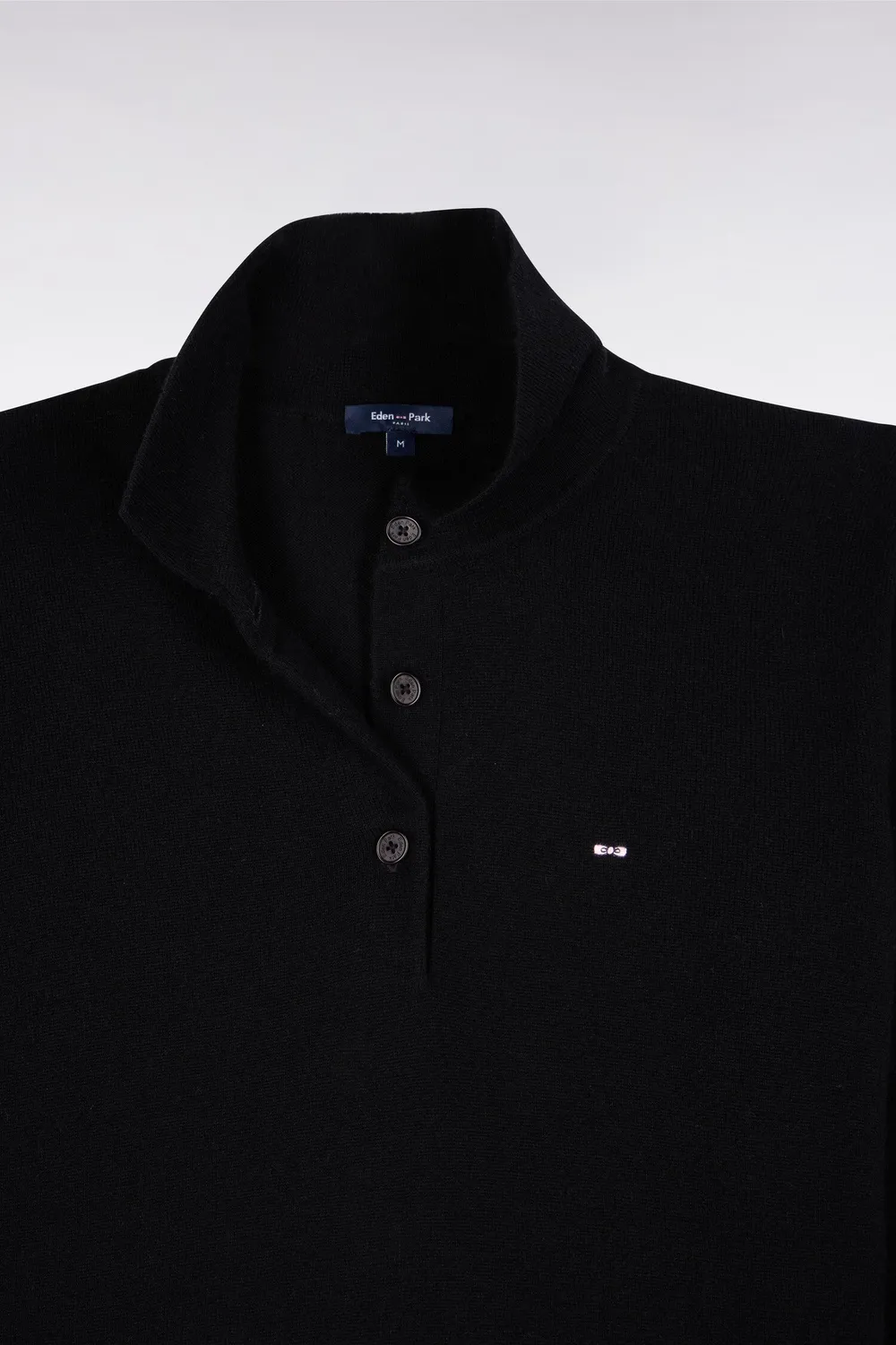 Eden Park robe midi col polo noire laine cachemire