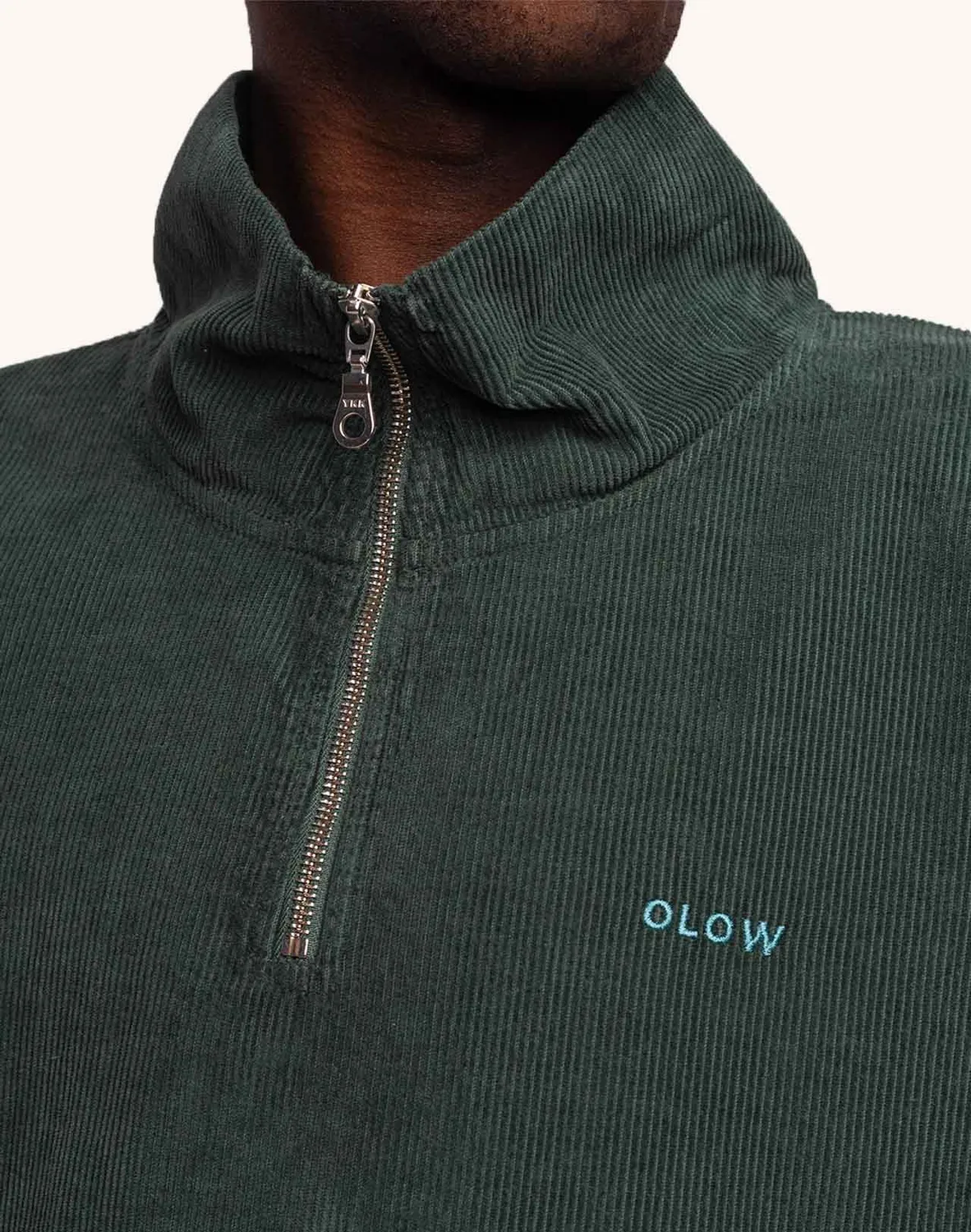 Olow Bangor sweat vert mélèze col zippé