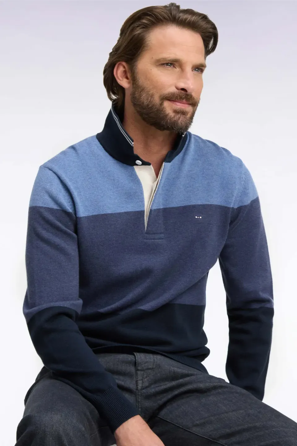 Eden Park Color Block pull marine tricolore coton col maillot