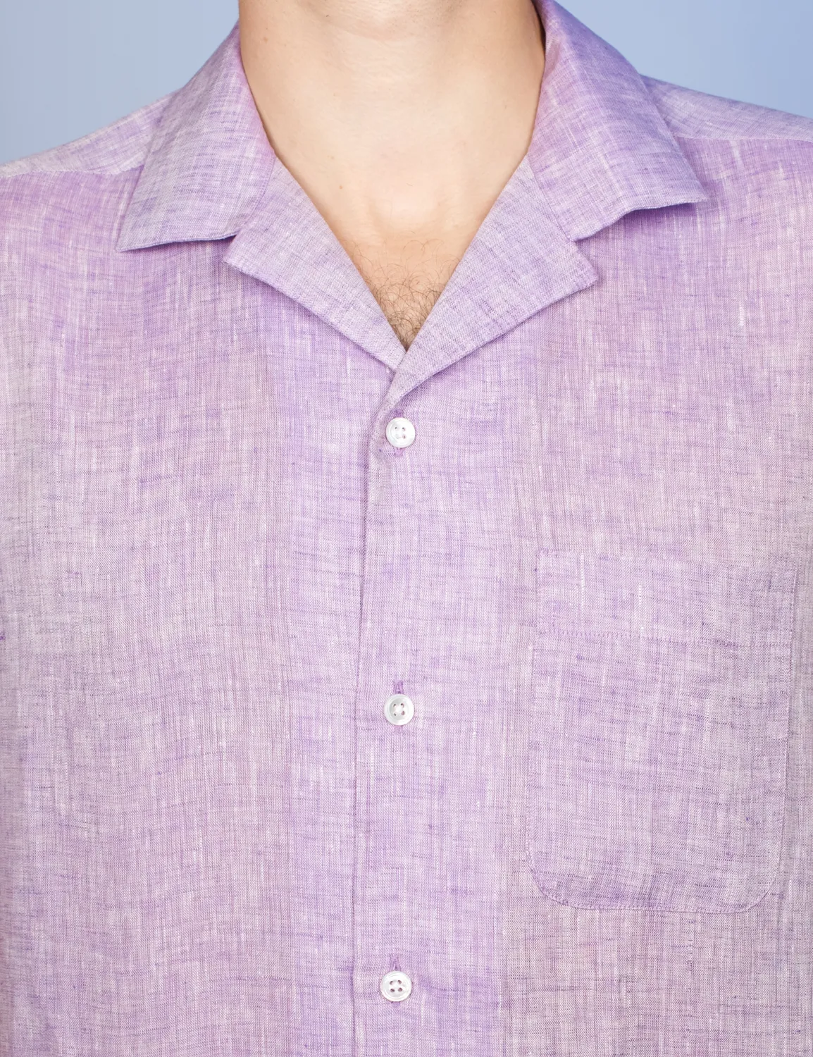 La Chemise Française Havane Lavande chemise lin col cubain été