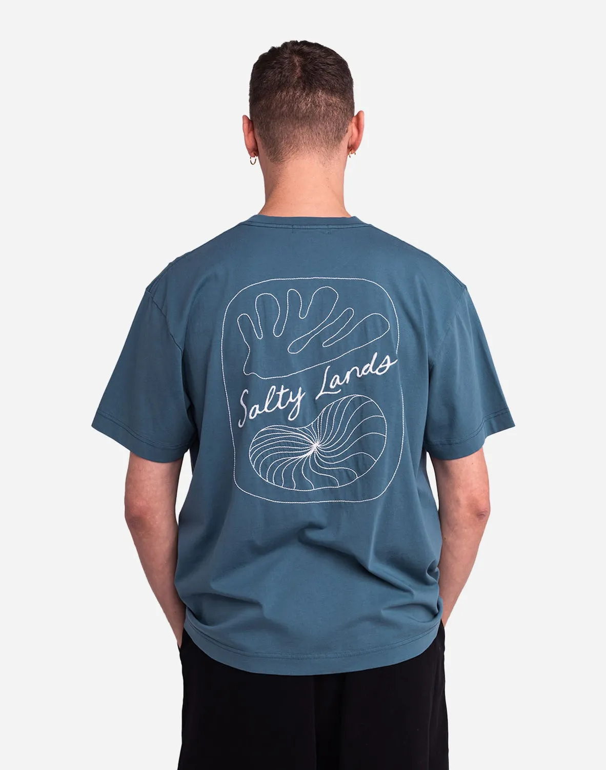 OLOW Shellweed t-shirt ample bleu acier coton bio