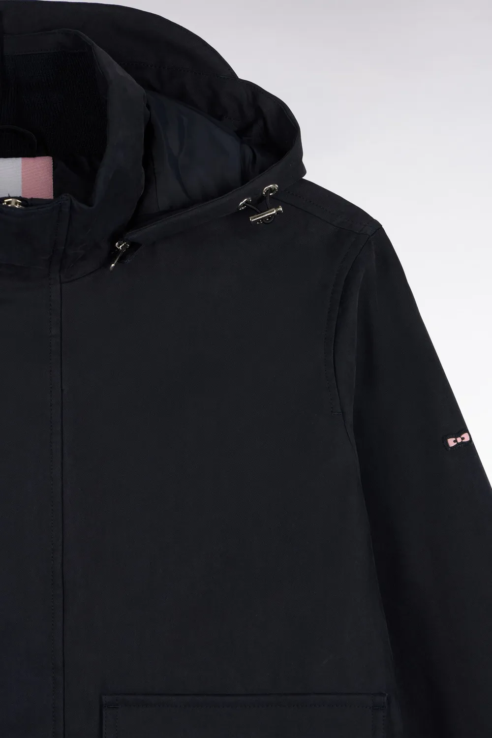 Eden Park blouson bimatière marine capuche amovible coupe droite