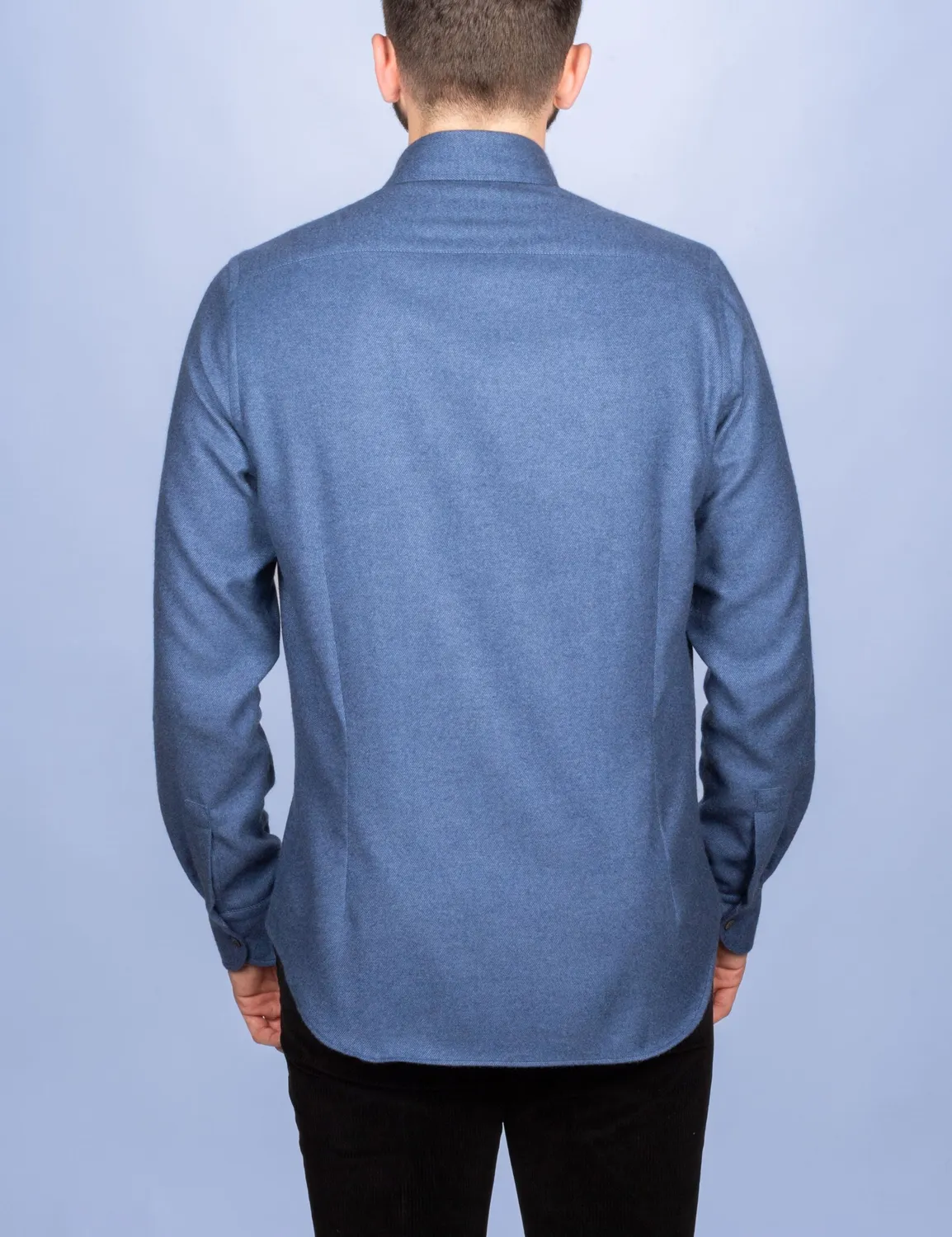 La Chemise Française Flanelle Bleu Marine chemise homme col boutonné