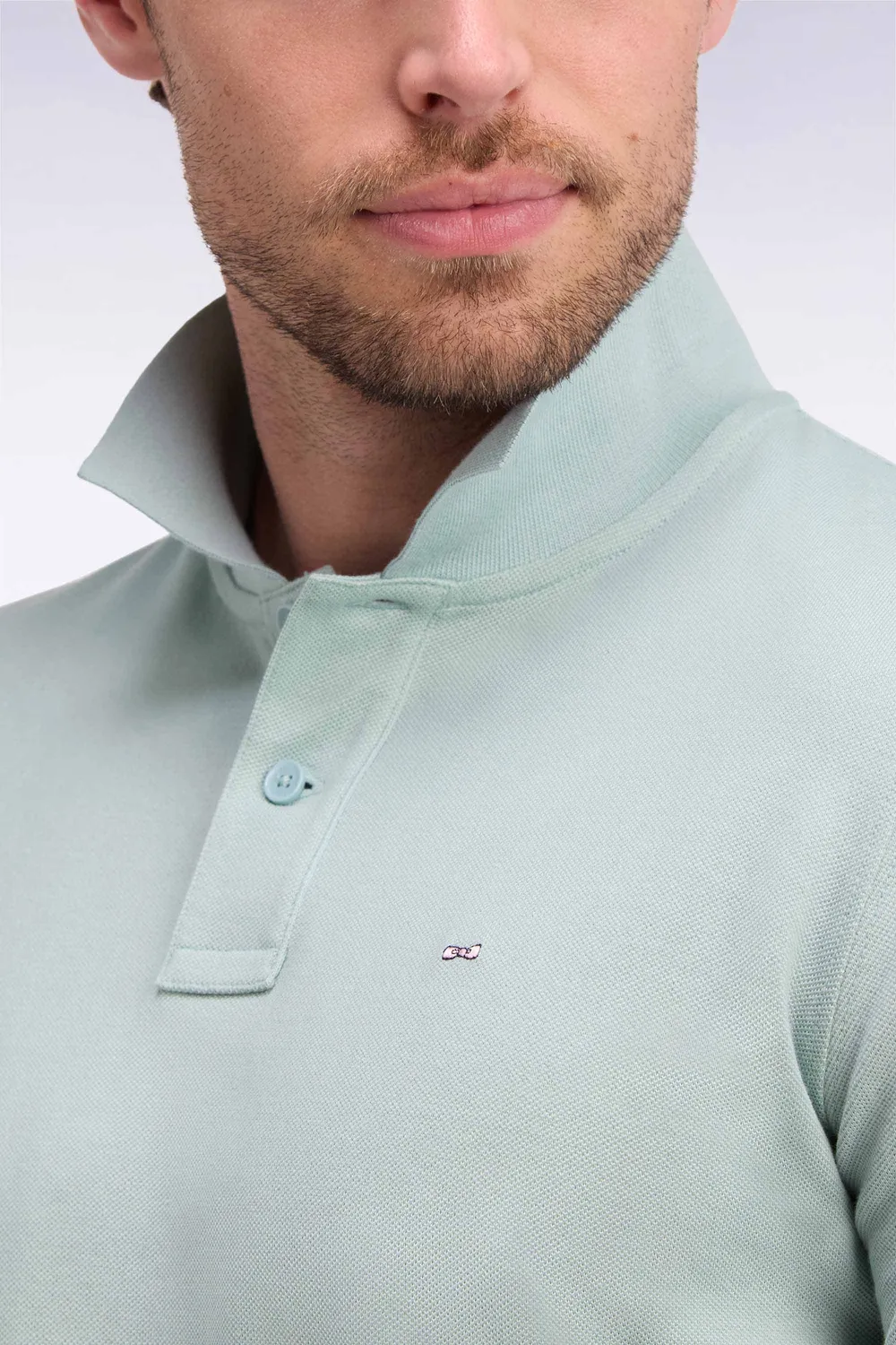 Eden Park polo coton Pima vert manches longues