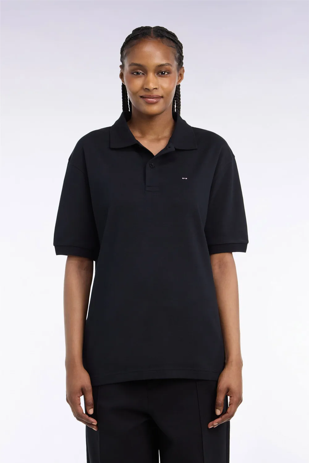 Eden Park polo unisexe coton interlock noir coupe loose