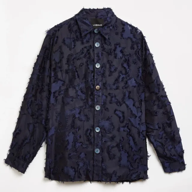 Labrum Royal Blue Textured Camo chemise homme bleu royal