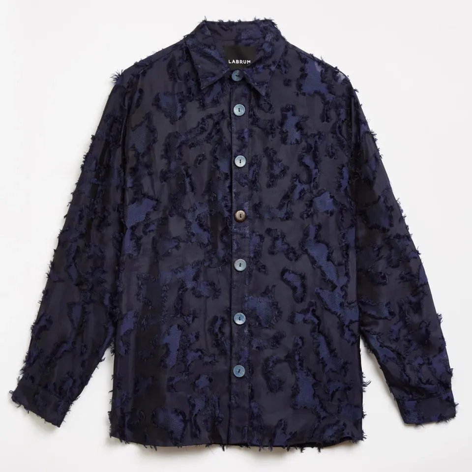 Labrum Royal Blue Textured Camo chemise homme bleu royal
