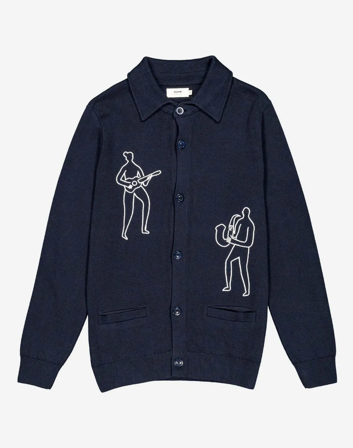 OLOW Jam gilet bleu marine col polo coton