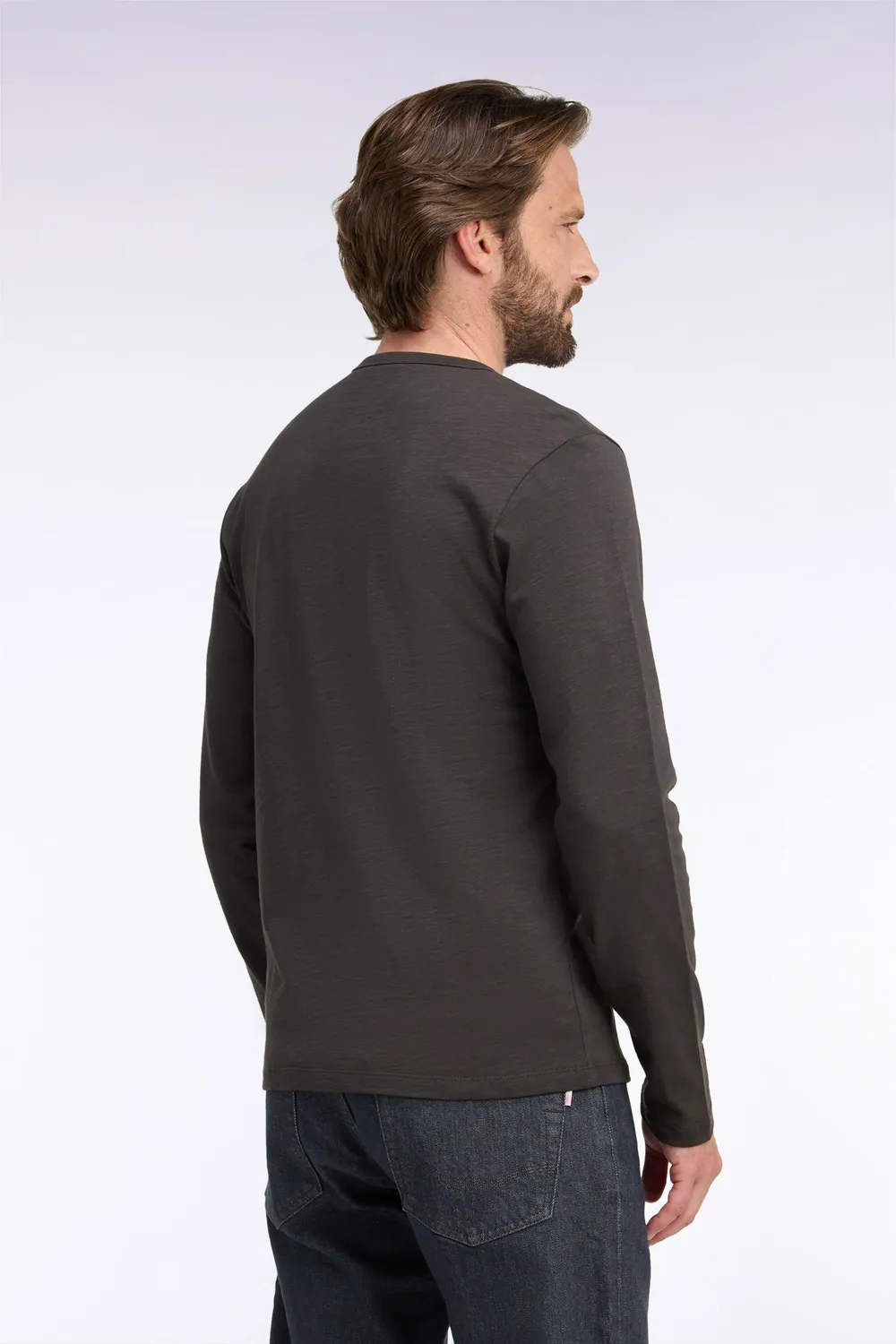 Eden Park H26MAITL0006 t-shirt marron coton manches longues slim