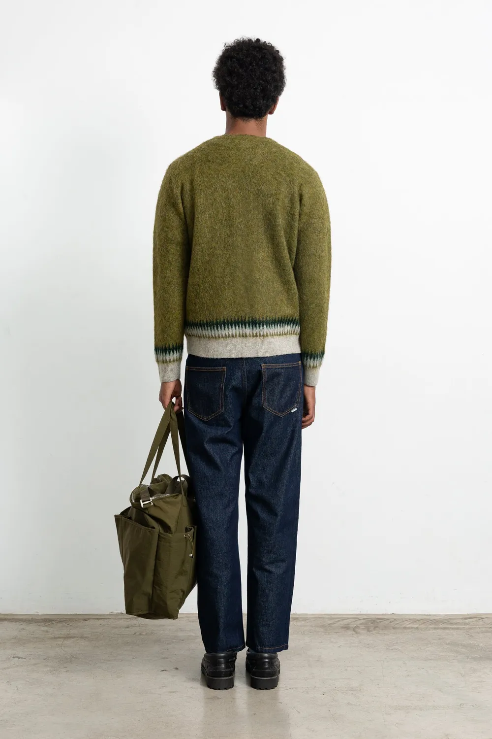 Edmmond Studios Facet Sweater pull kaki losanges brossés