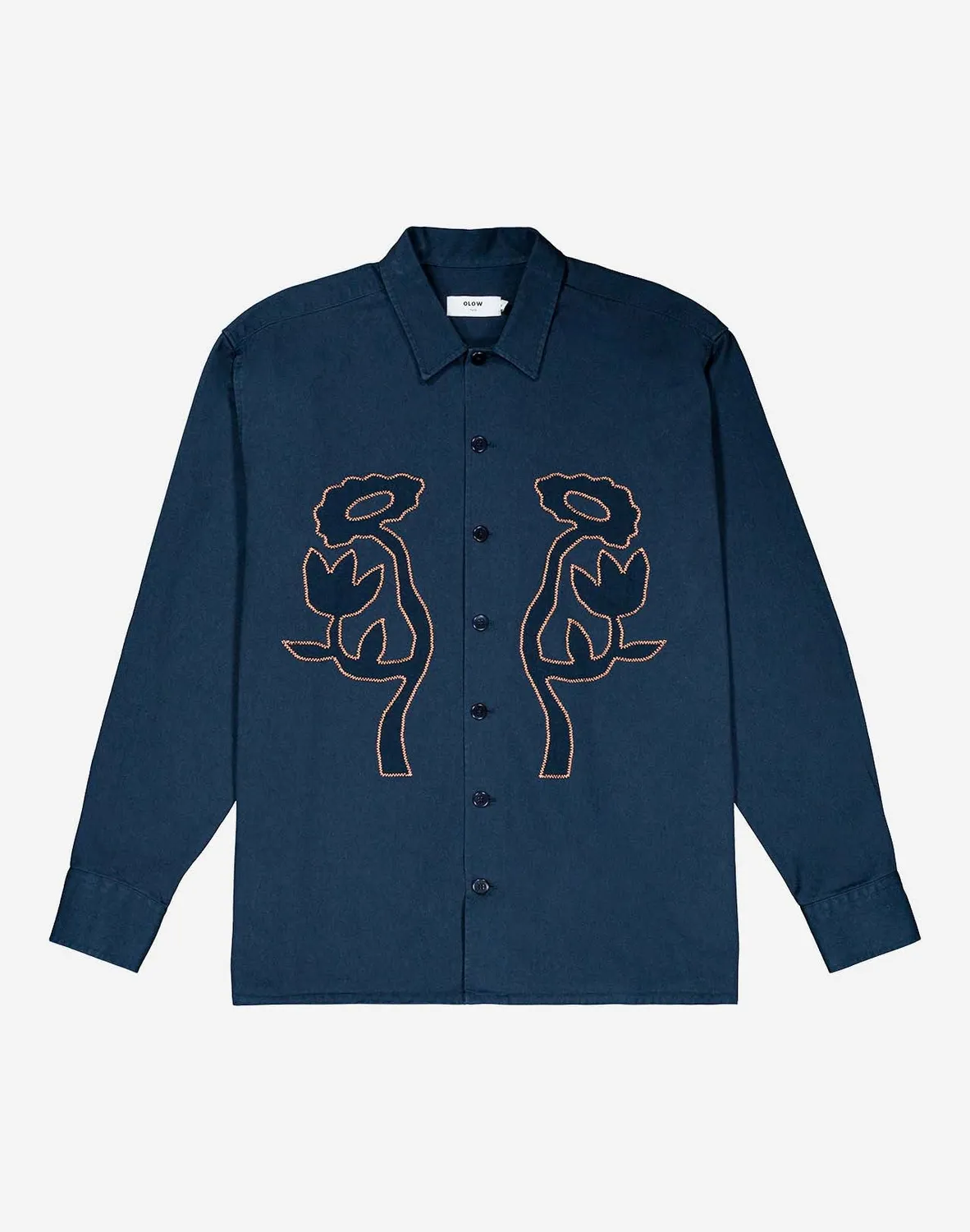 OLOW Décré Pollen chemise marine fleurs cousues