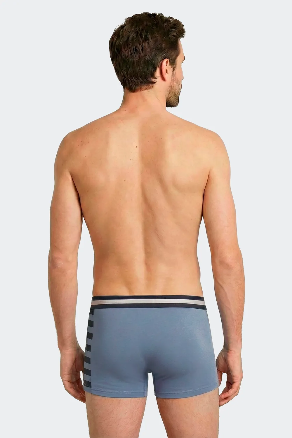 Eden Park Lot 2 Boxers Coton Stretch Marine Ciel Homme