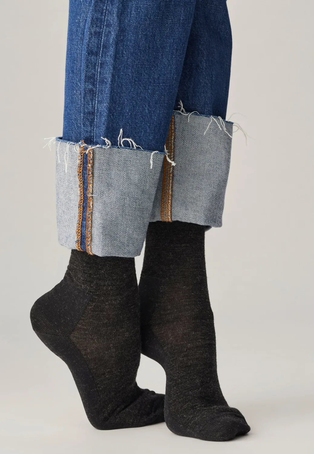 Loom chaussettes laine Gris anthracite fines
