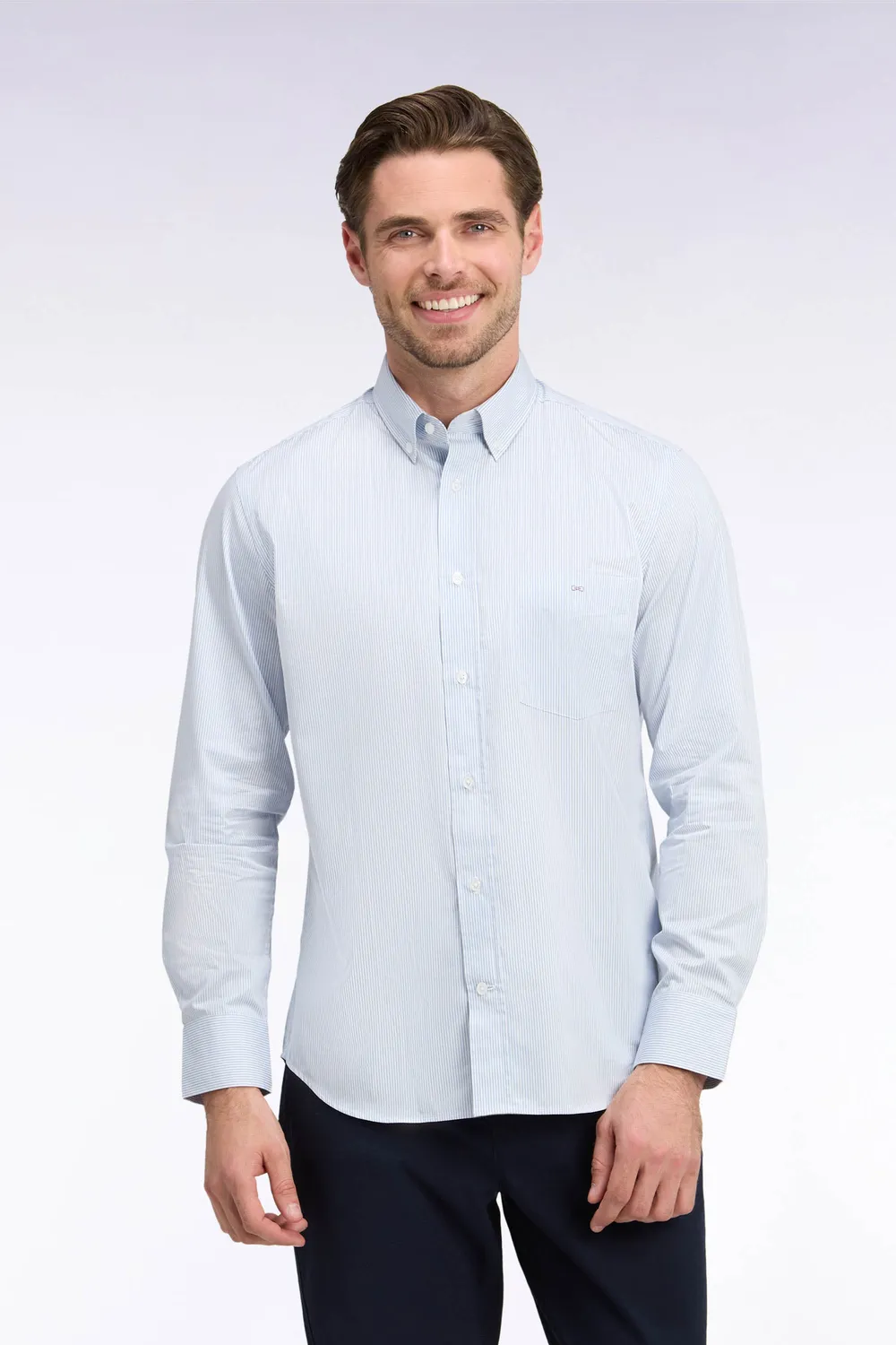 Eden Park Legend Rugby chemise droite blanche rayures ciel
