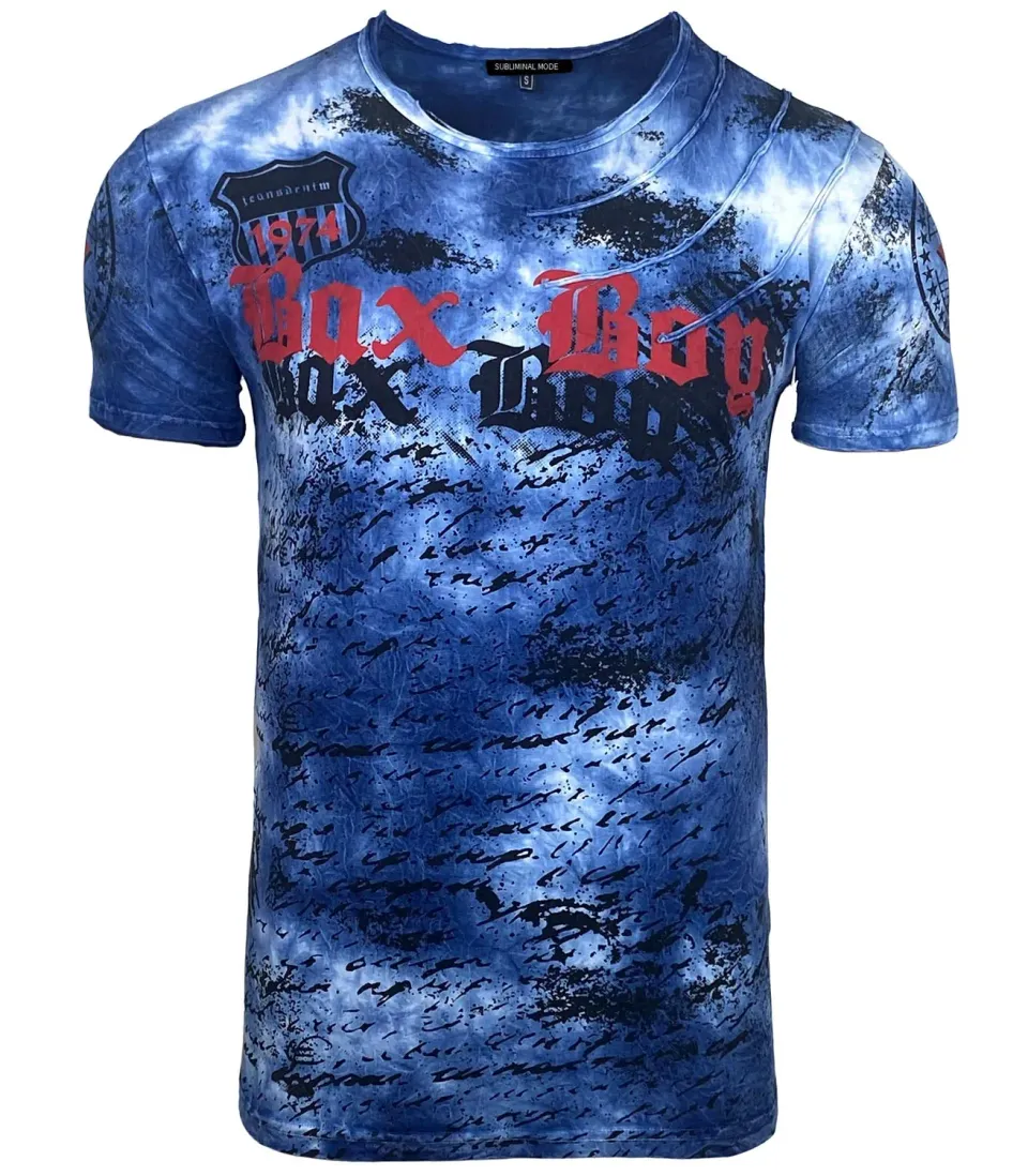 Subliminal Mode BX103 t-shirt homme coton bleu S délavé