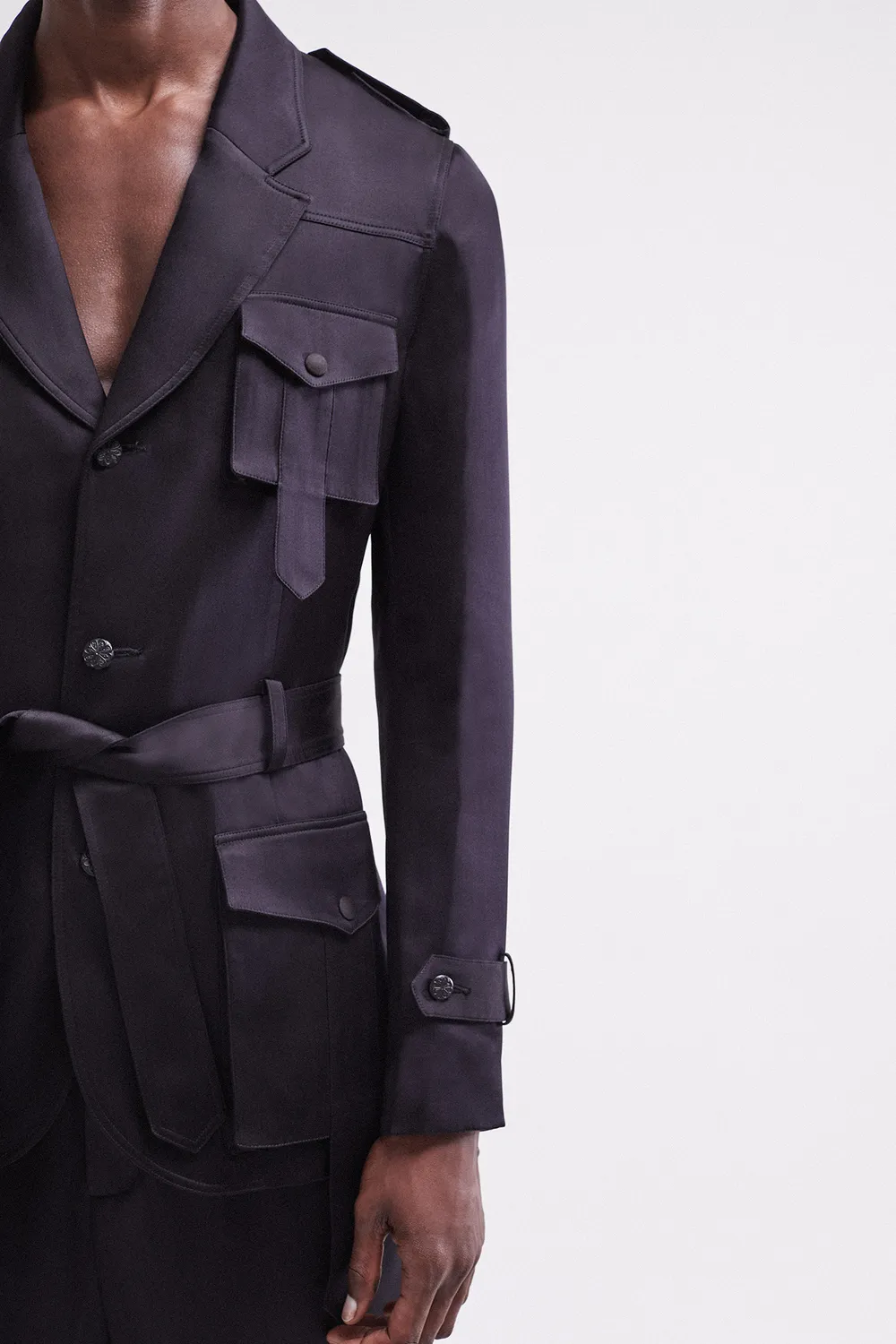 French Deal Saharienne Soie veste satin de soie