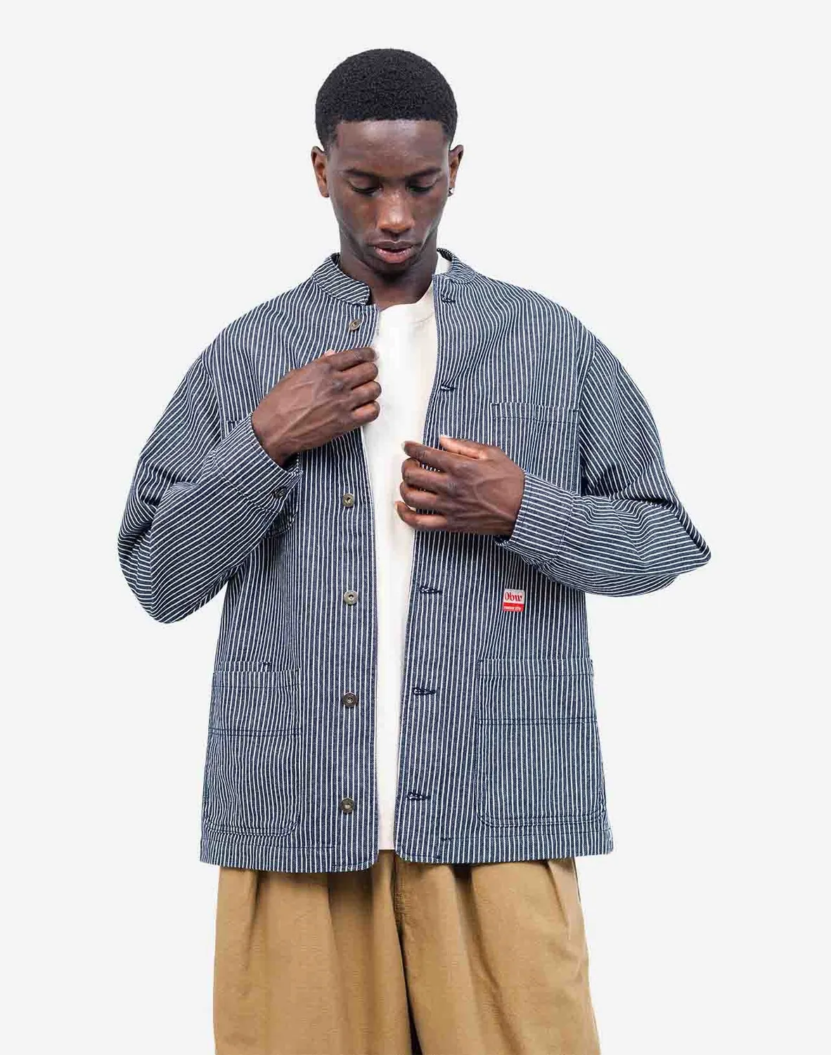 Olow Handy Stripes veste denim rayé recyclé