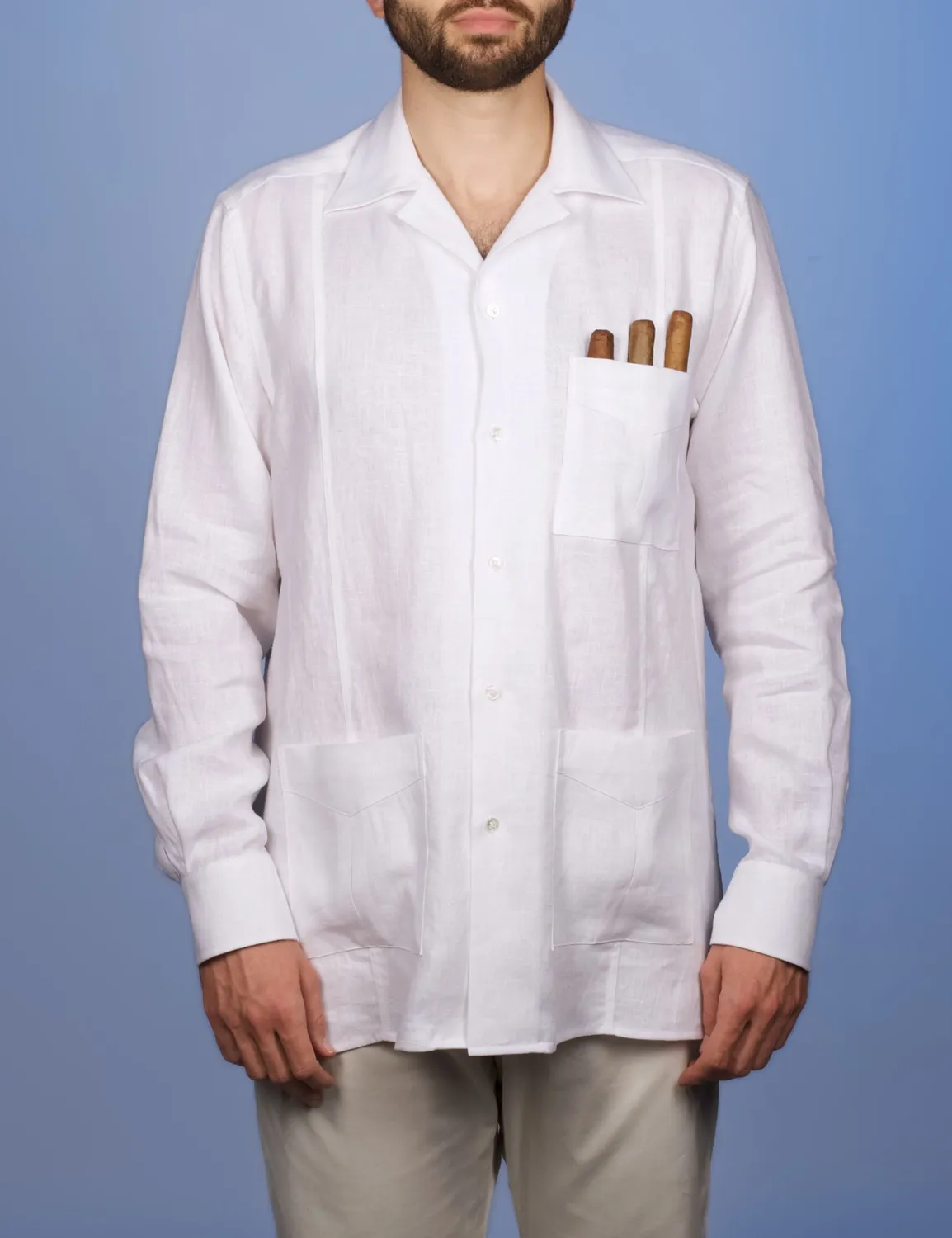 La Chemise Française Aficionado Blanche chemise lin poches cigares