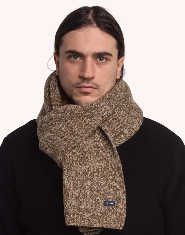 OLOW Horn echarpe beige-kaki chine laine merinos