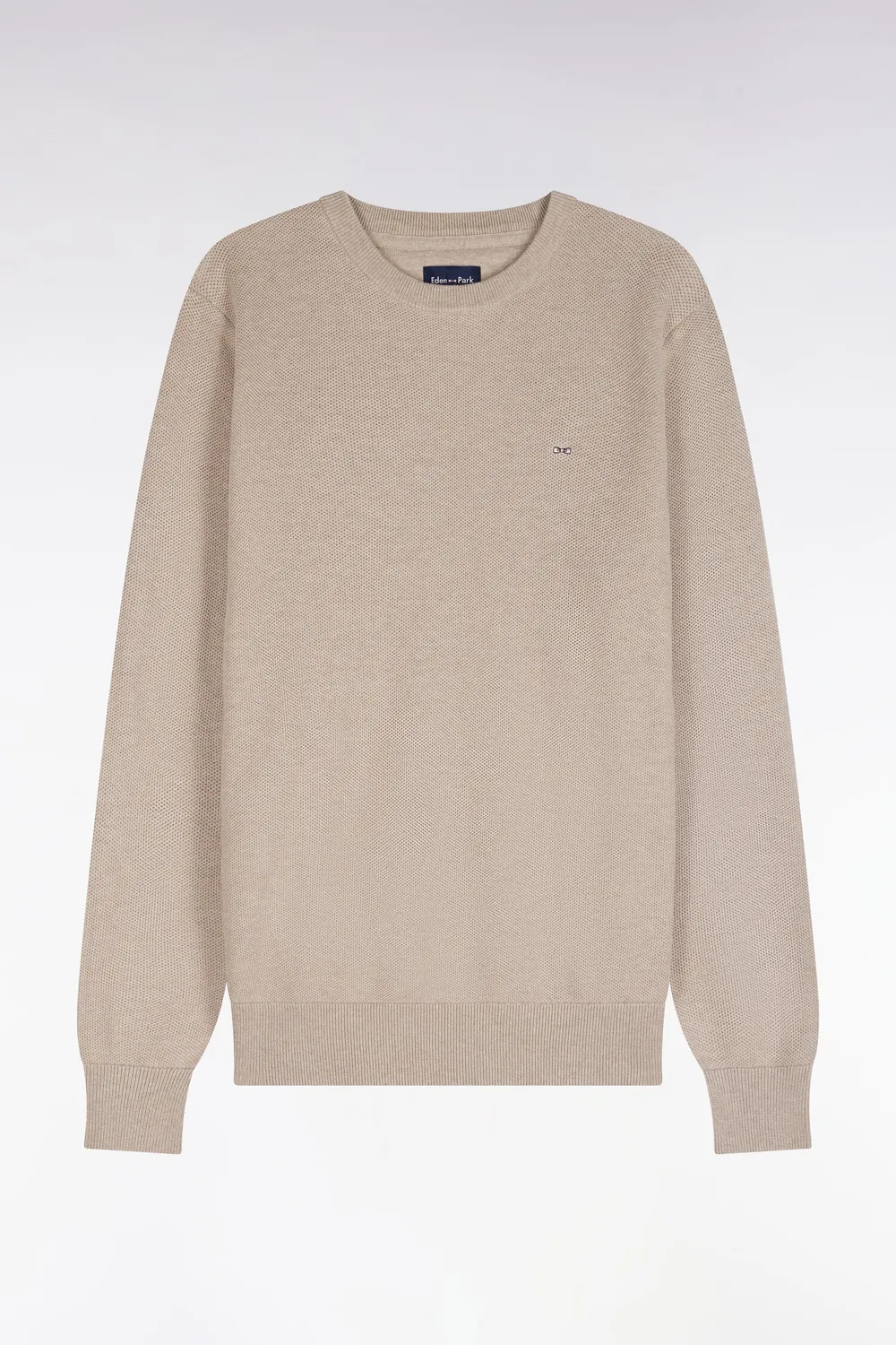 Eden Park H26MAIPU0005 pull beige coton col rond droit