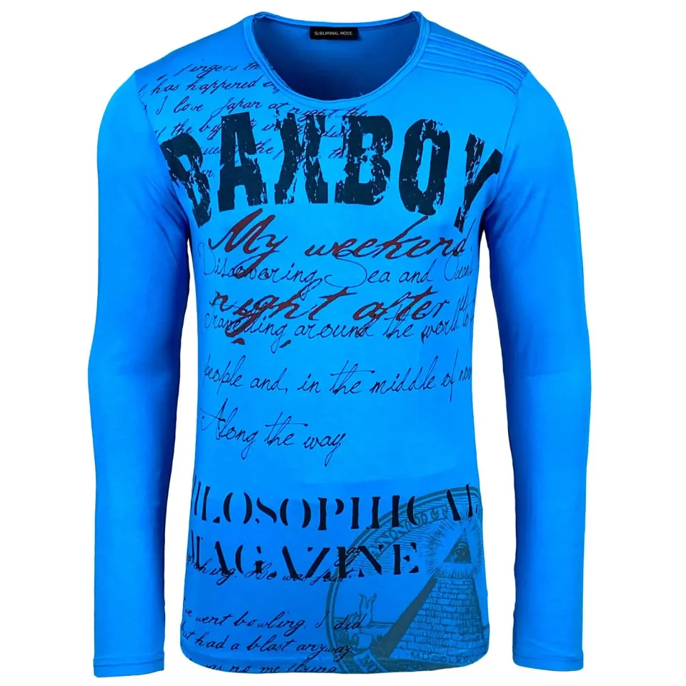 Subliminal Mode BX707 t-shirt homme manches longues imprimé