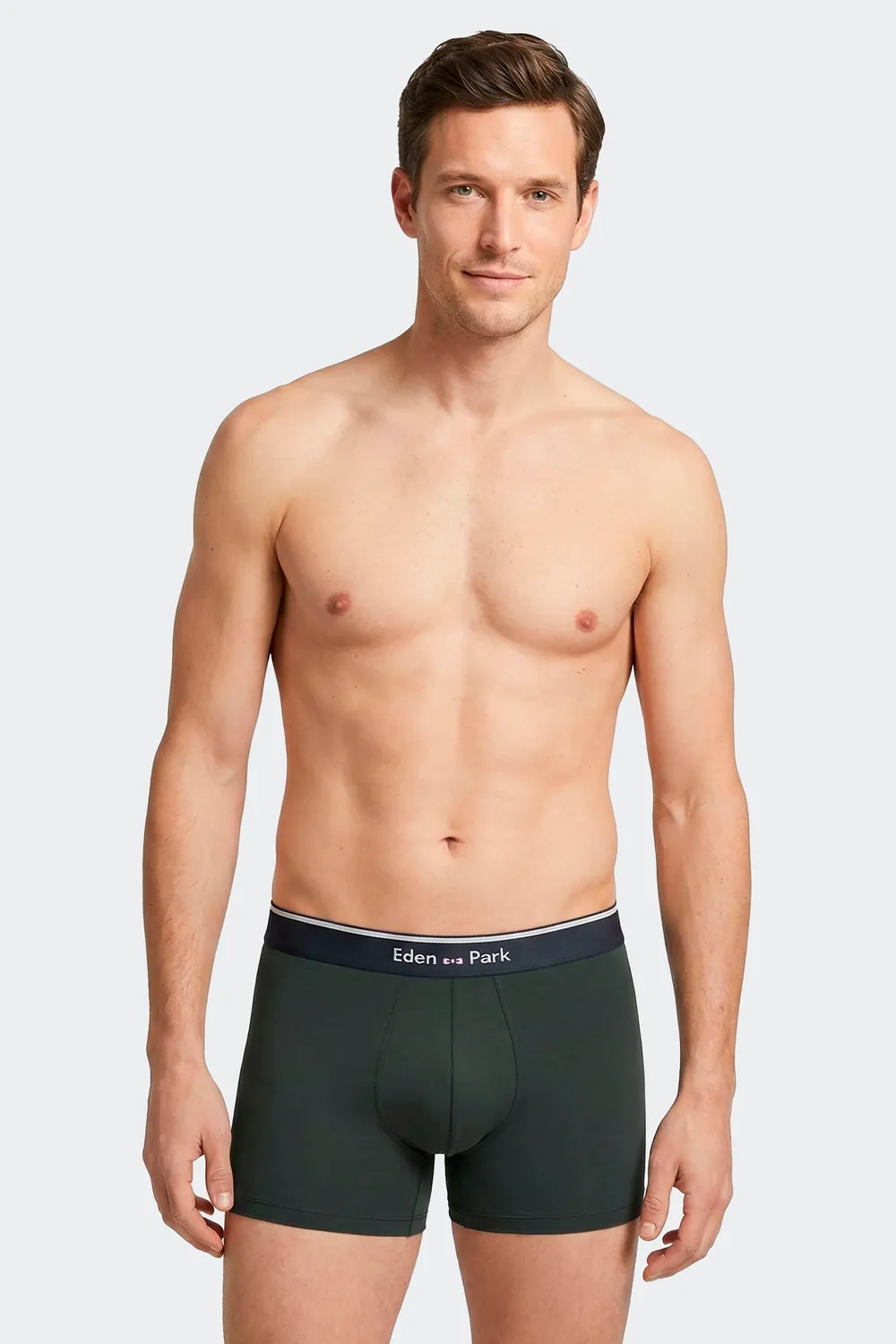 Eden Park lot 2 boxers coton stretch kaki gris graphique