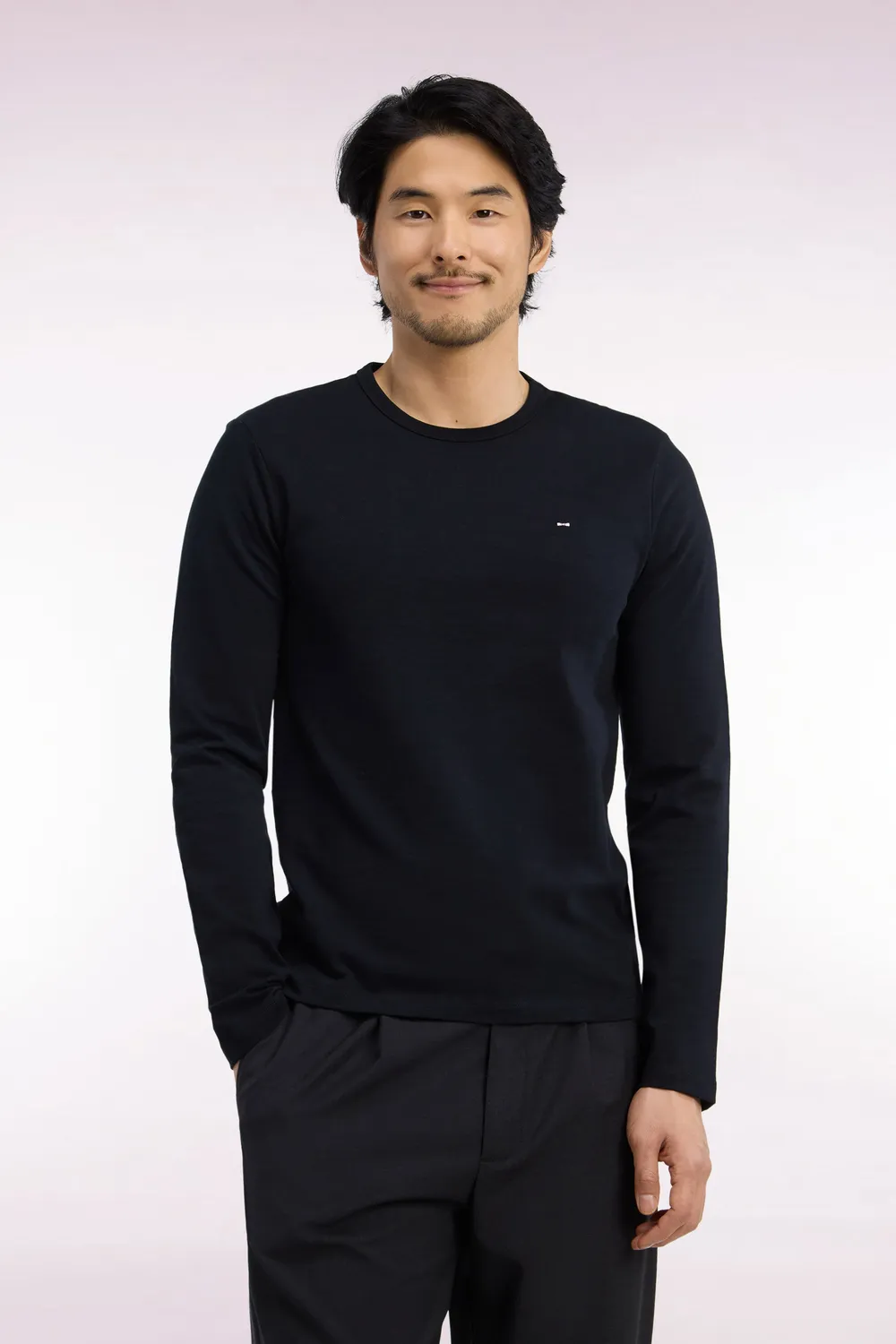 Eden Park t-shirt manches longues coton noir slim homme