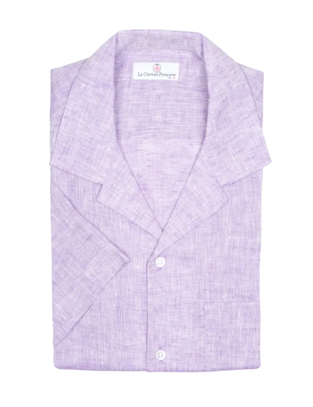 La Chemise Française Havane Lavande chemise lin col cubain été