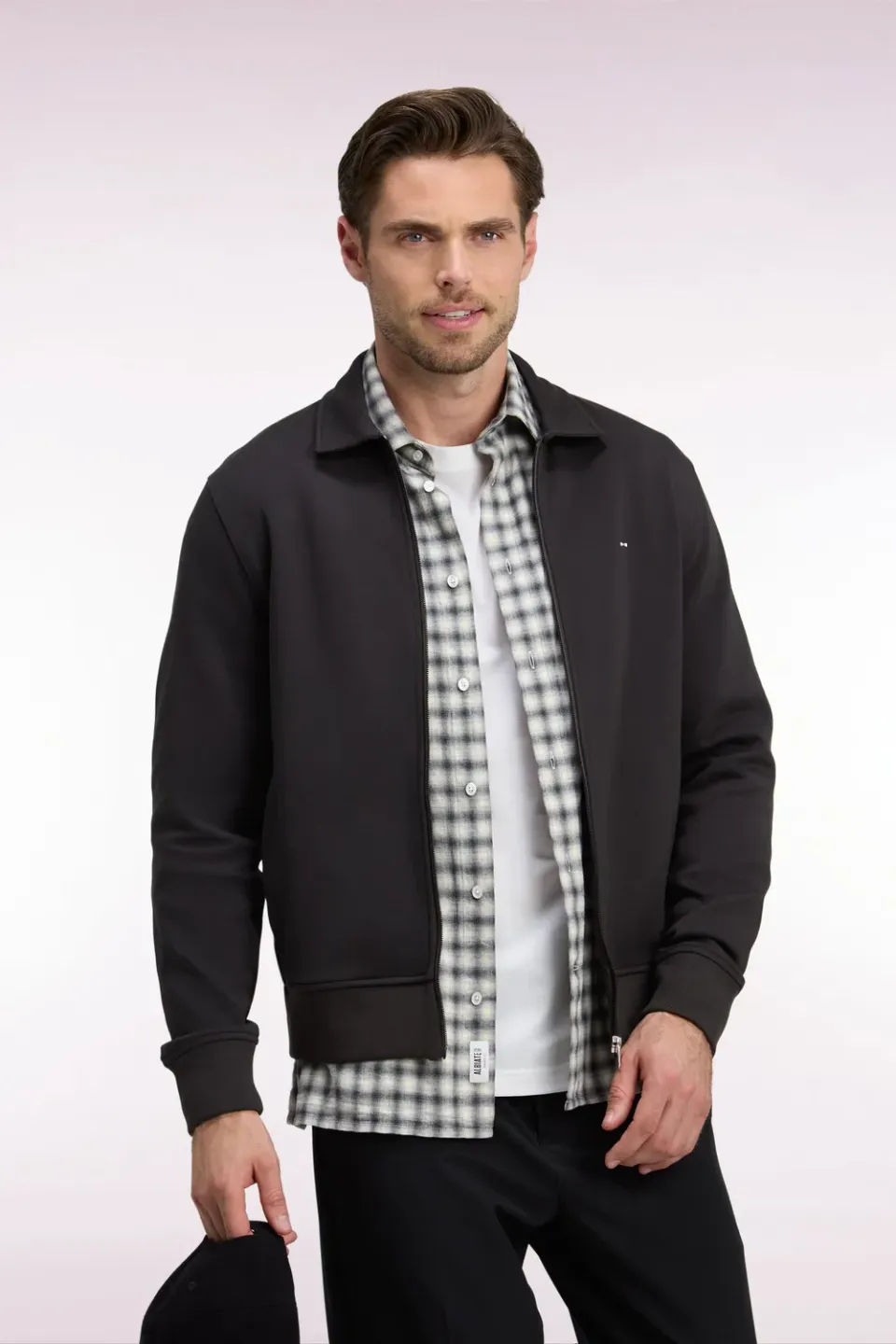 Eden Park Tradi Preppy sweat zippé col polo coton marron