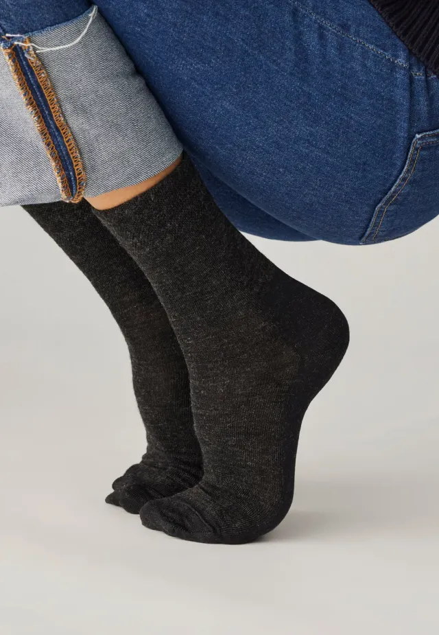 Loom chaussettes laine Gris anthracite fines