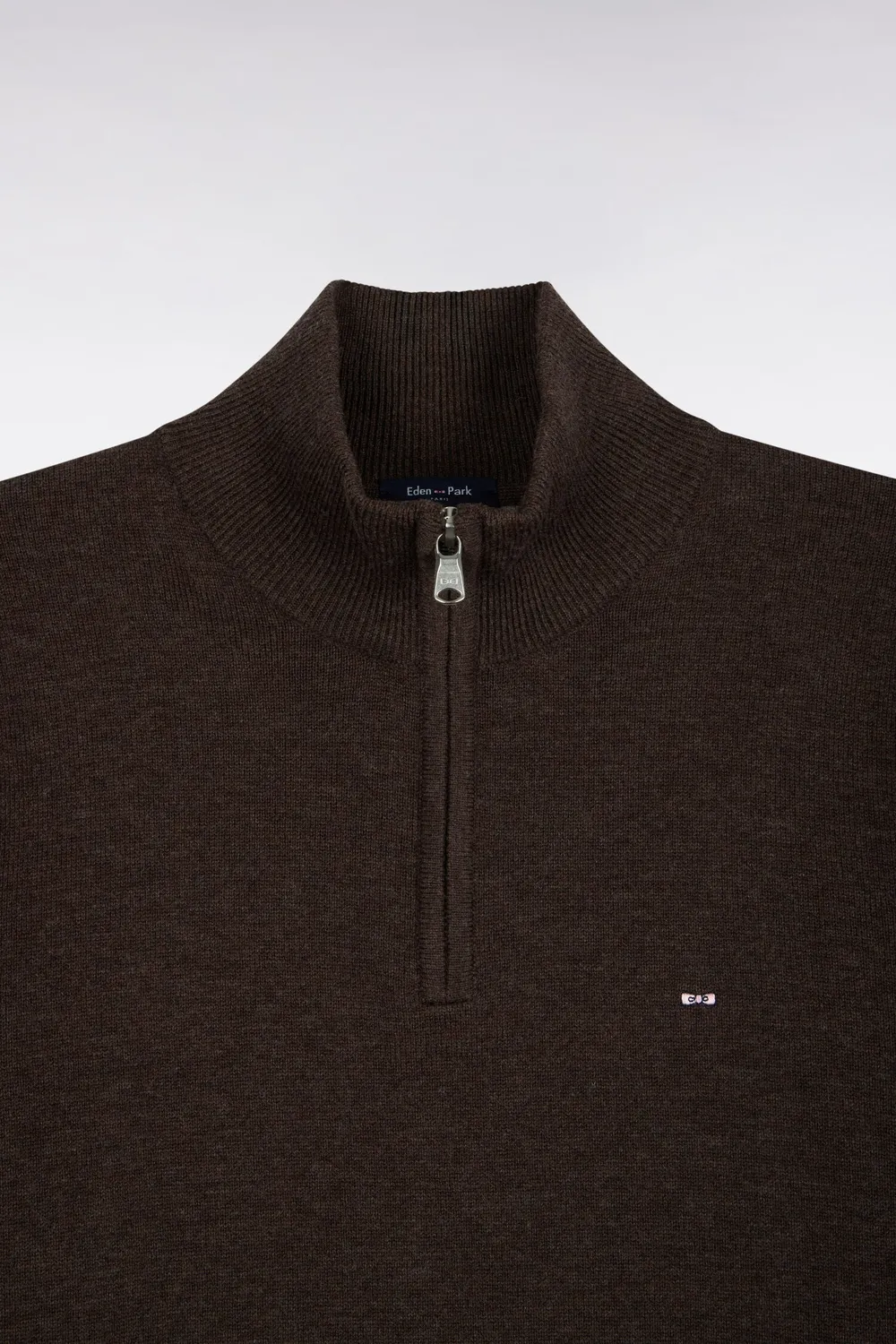 Eden Park pull camionneur marron laine et coton droit