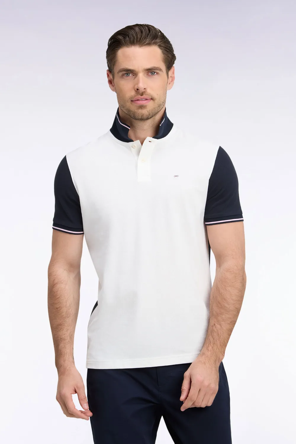 Eden Park polo piqué coton blanc marine dos brodé
