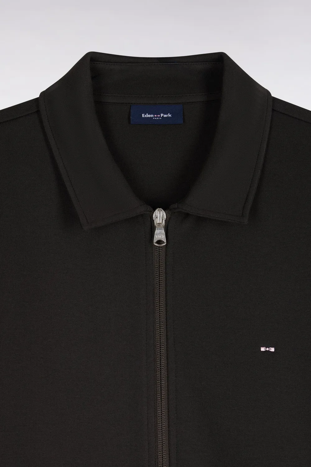 Eden Park Tradi Preppy sweat zippé col polo coton marron