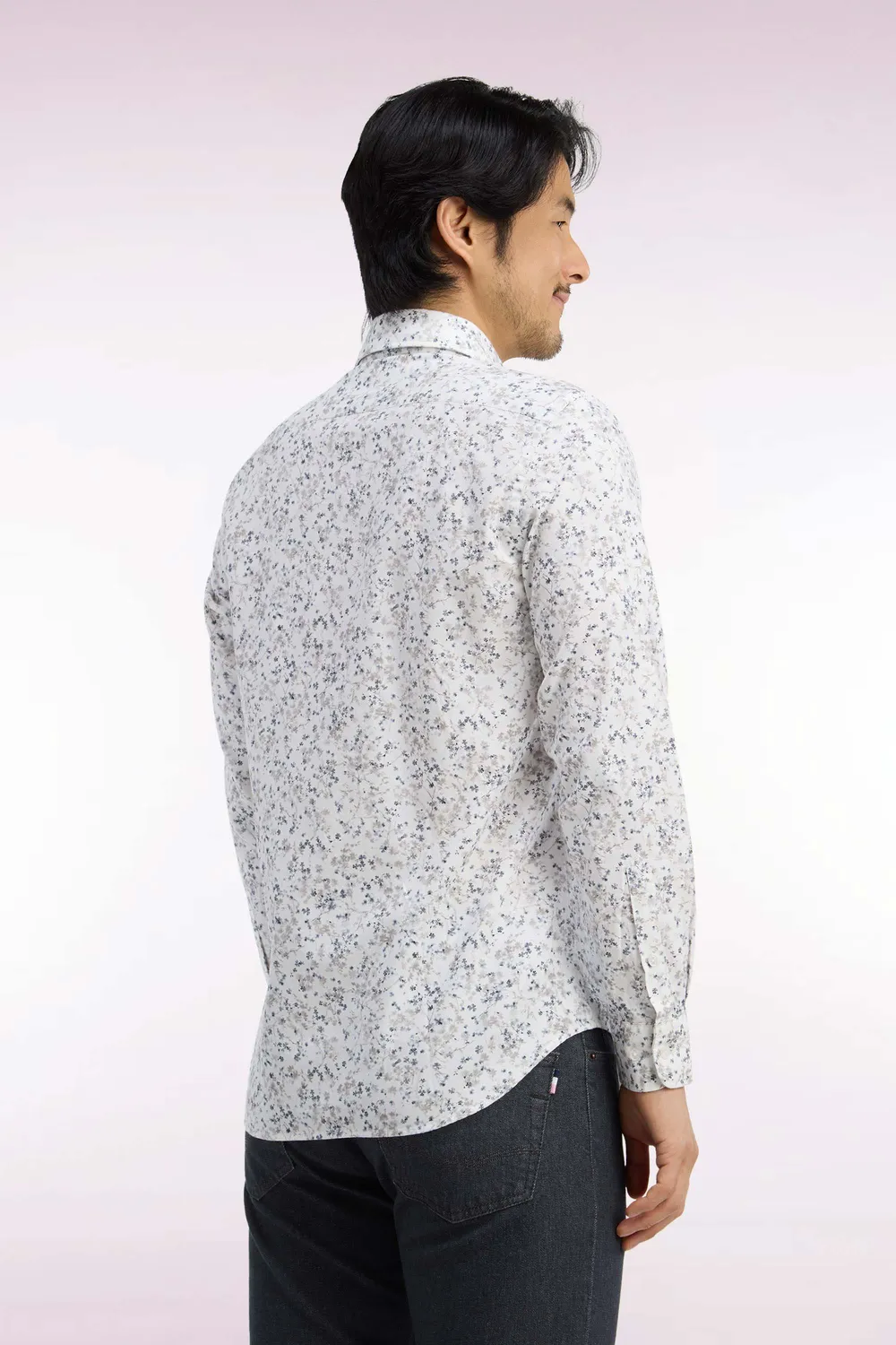 Eden Park Club chemise coton écru micromotifs slim