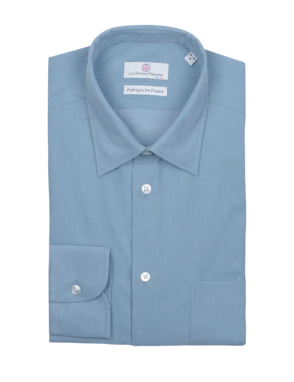 La Chemise Française Velours Milleraies chemise bleu argile