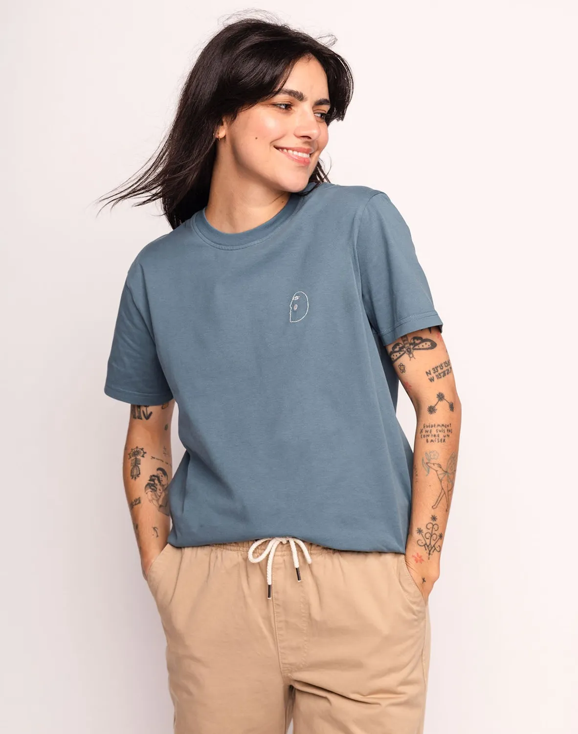 OLOW Flying t-shirt homme bleu acier coton bio