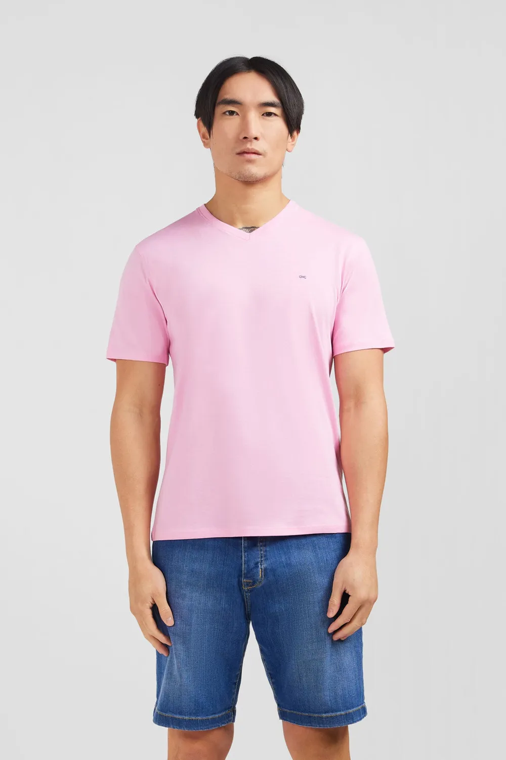 Eden Park t-shirt col V coton rose homme